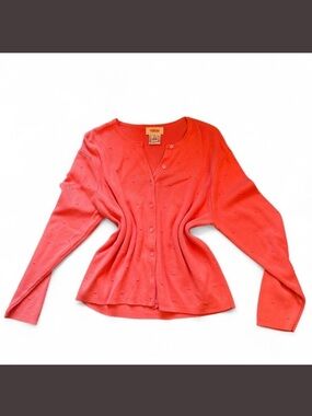 Talbots Coral Button-Front Cardigan Sweater